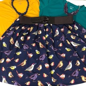 Grace Karin Vintage Pleated Skirt Bird Print